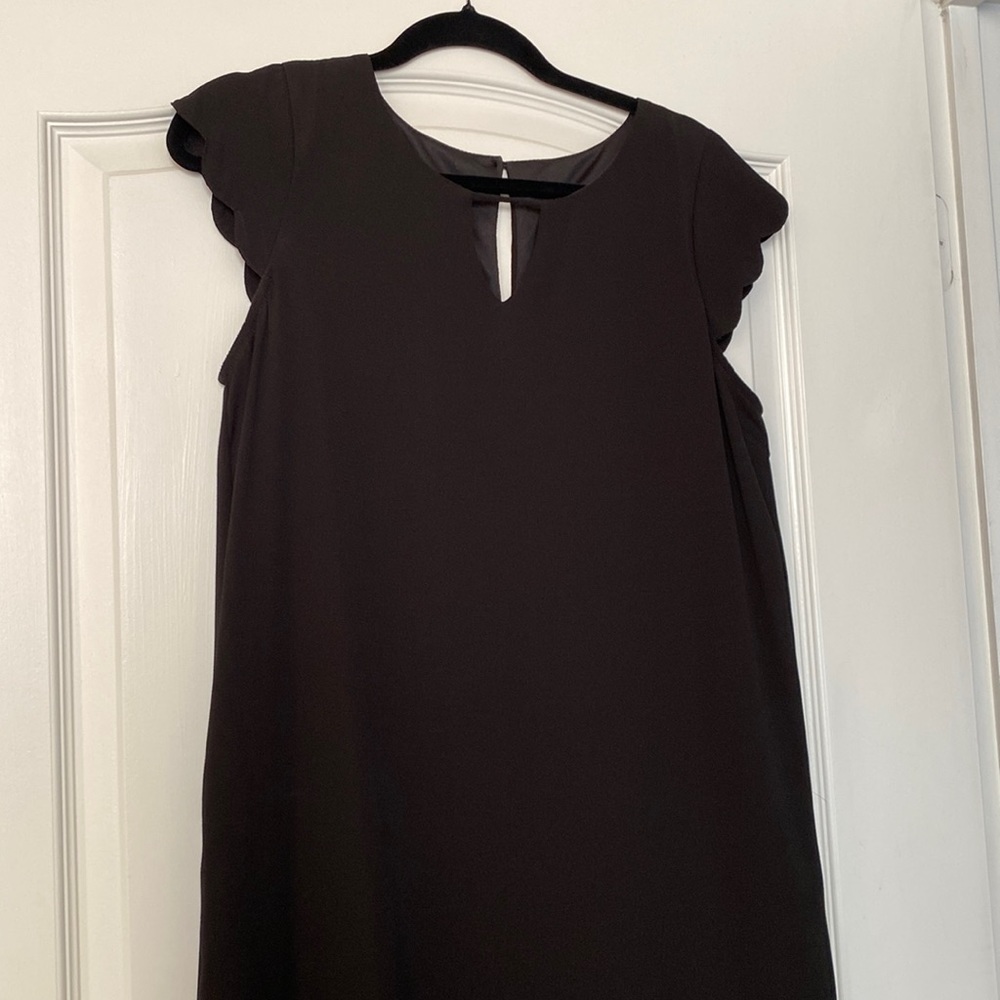 Scallop sleeve little black dress